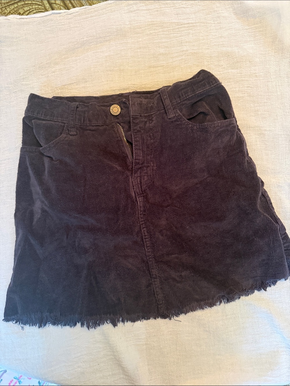 Corduroy Mini Skirt in Dark Gray